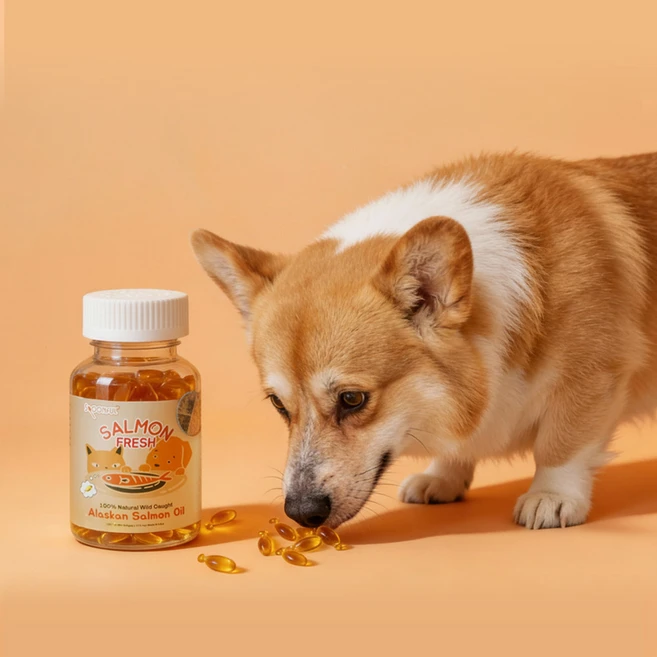 스푼풀 오메가3 알래스카 천연 연어 오일 275mg 120캡슐 강아지 고양이 겸용, 1개, 관절+눈건강, 120정 - 쿠팡