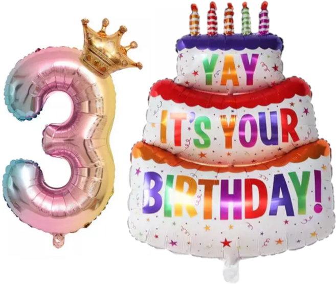파파 파티 1m 케익 케이크 풍선 생일 파티, 1세트, 케이크+왕관숫자3