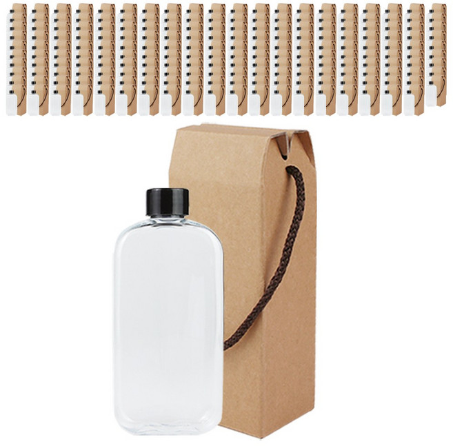 가인글로벌 납작페트250 페트병 + 블랙캡 + 포장박스 음료 페트용기, 200세트, 250ml