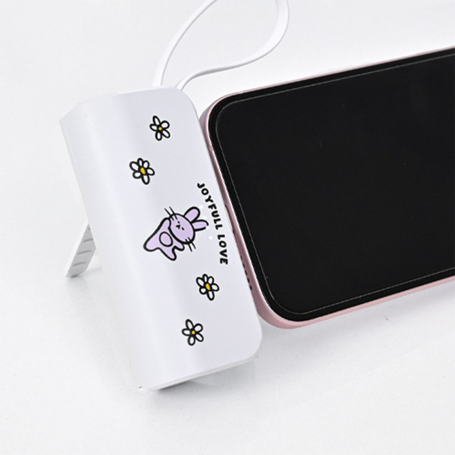 캐릭터 도킹형 보조배터리 미니 무선 일체형 2in1 8핀 C타입 5000mAh 귀여운 배터리, C타입-갤럭시(빌트인8핀), 조이