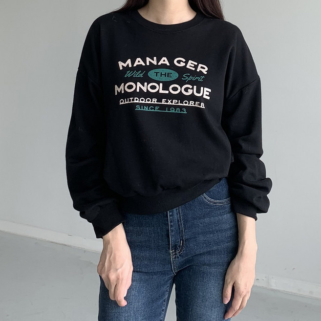 [행복여] 모노로그 캐쥬얼 루즈핏 레터링 맨투맨 티셔츠