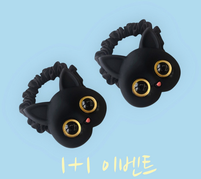 귀여운 고양이 머리끈 1+1 곱창 머리방울 헤어슈슈