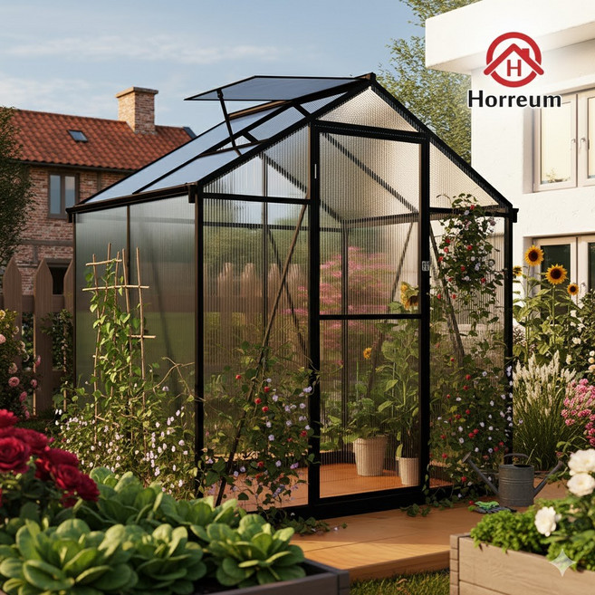 호레움 온실하우스 AS125 조립식 온실 소형 창고 농막 썬룸 비닐하우스 자재 텃밭 농사, 온실하우스 6X4 AS125
