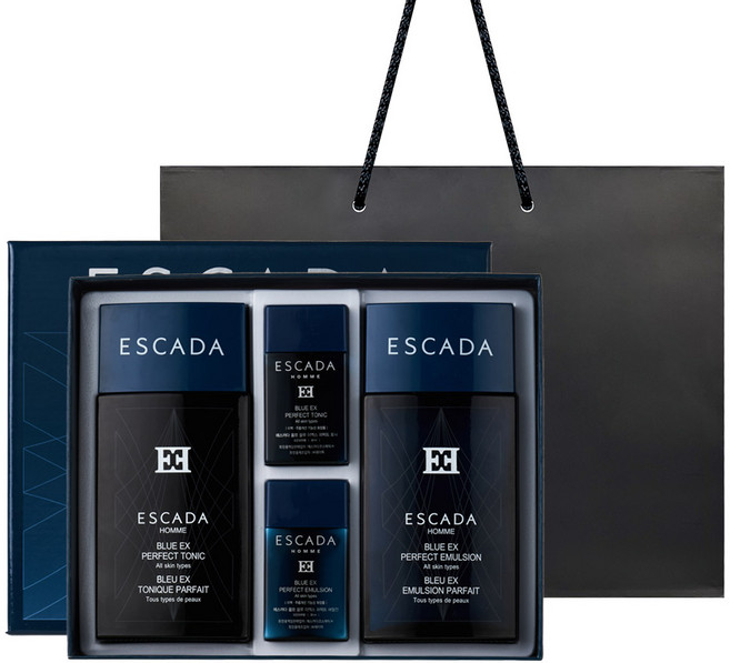 에스까다 옴므 퍼펙트 블루 2종 선물 세트 + 쇼핑백 /남성화장품 스킨+로션 기획 세트, 1세트