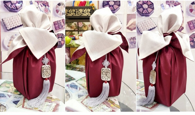 홍삼농축액골드 장삼원 풍기삼 600g 1병 버건디 아이보리 실크보자기+ 실버 사각당초노리개, 1개