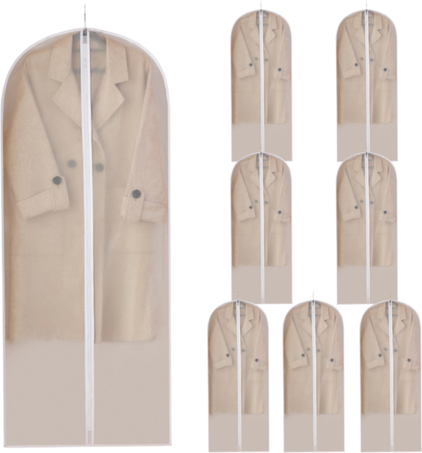 먼지방지 지퍼형 반 투명 옷커버, 8개, 1세트
