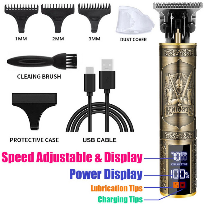클리퍼 커팅 헤어 이발사 충전 면도기 USB 휴대용 무선 트리머 남성에게 머신 적합 빈티, 068-Knight