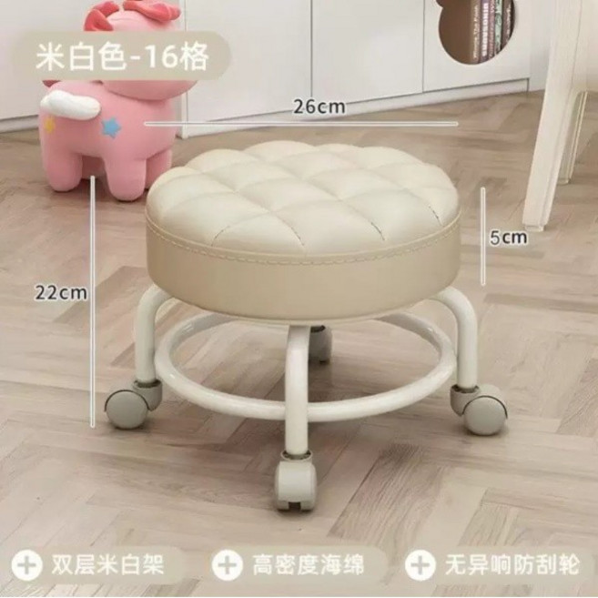 折疊躺椅 懶人可折疊沙發椅 舒適久坐 單人午休陽臺電腦椅, 1個, 米白色小圓凳*1