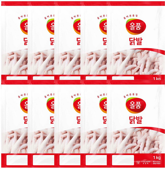 올품 뼈있는 통닭발 10kg ( 1kg x 10개 ) 생닭발 냉장 손질닭발