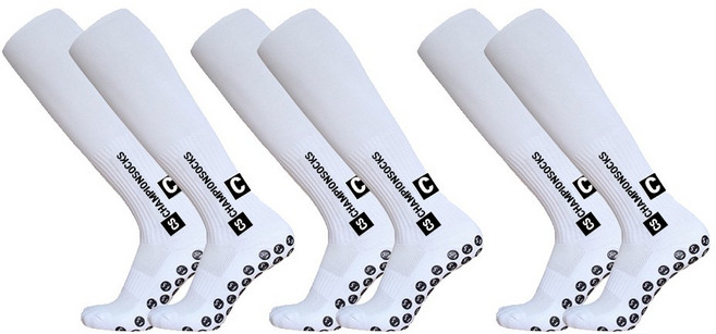 JHK 아동용 논슬립 축구 양말, 화이트, 3개