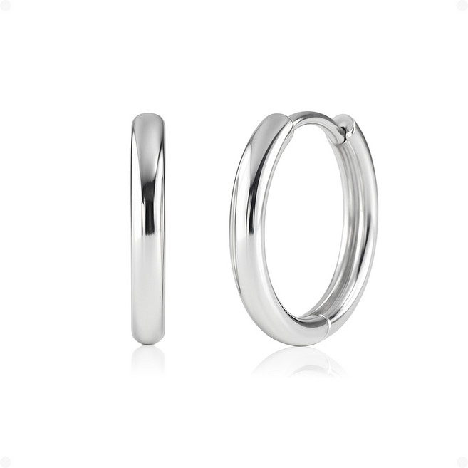 ARIN [MINI] 실버925 볼드 심플 데일리 원터치 귀걸이 (5 size) AOD015