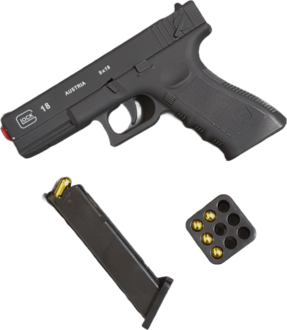탄피배출 반자동 권총 검정색 glock 18, 글록18 (레이저 미포함), 1개