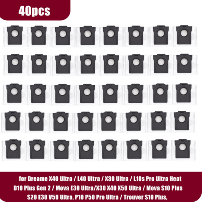 Dreame X30 Ultra / Mova S10 Plus Pro Trouver 적합한 먼지 봉투, 03 40pcs