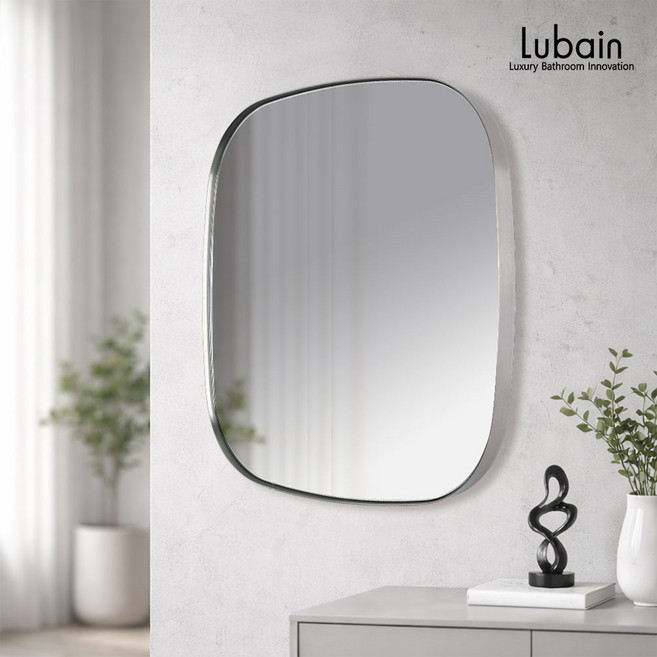 루바인 욕실거울 볼드스퀘어 스테인리스 프레임 거울, 골드 헤어라인