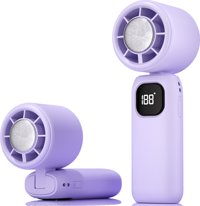민루플 급속 냉각 에어컨 접이식 무선 휴대용 선풍기 미니선풍기 손선풍기 100단계 조절, 퍼플