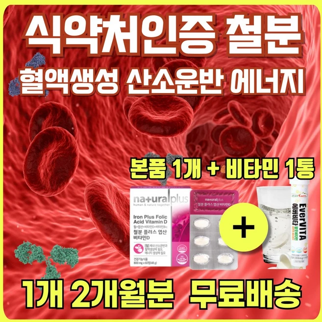 피 혈액 생성 철분 효능 식약처 인증 비타민 엽산 철 보충제 여성 남자 임산부 노인 청소년 부모님 어르신 Fe 철분제 에너데이 간편 섭취 비린내없는 철분제 캡슐 알약 정제 추천, 60정, 1개 - 쿠팡