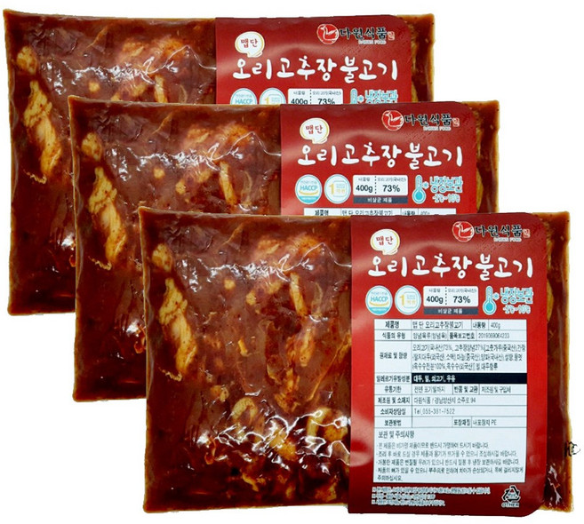 무항생제 고추장 오리 불고기, 400g, 3개