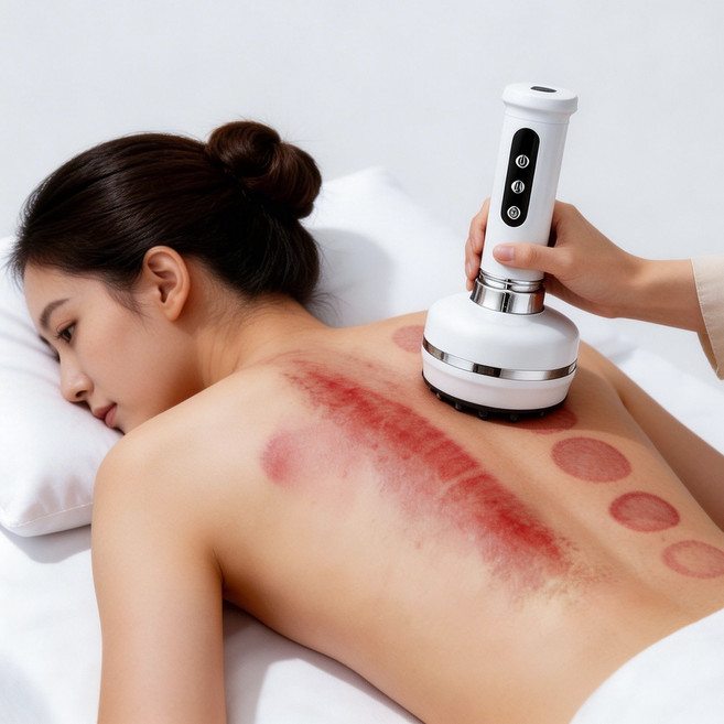 자동 제습 30단 조절 진공 흡입력 다기능 부항 괄사 마사지기, 흰색, 1세트