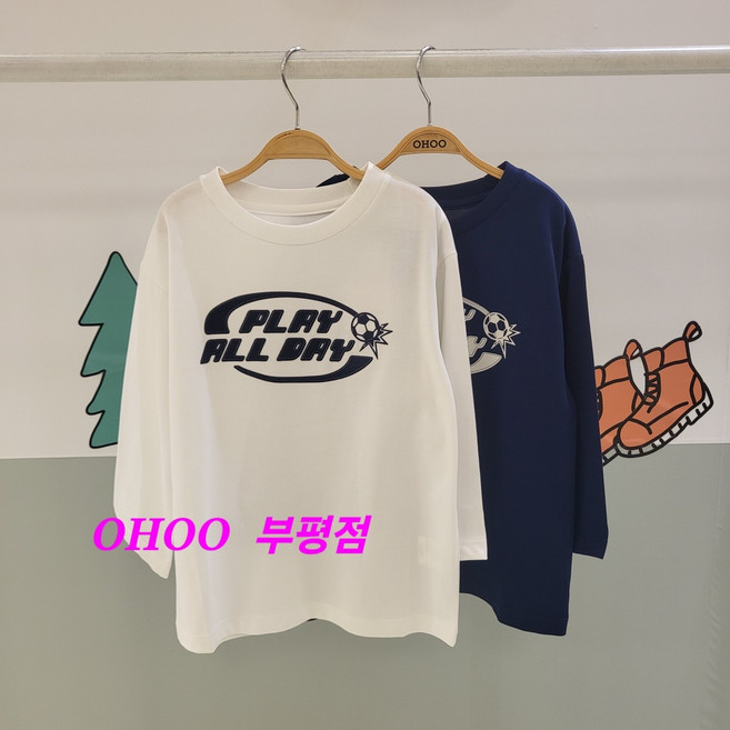 오후 부평점 산뜻한 레터링##아스킨 소재로 간절기부터 여름까지 쾌적하게 입는 7부 쿨 티셔츠