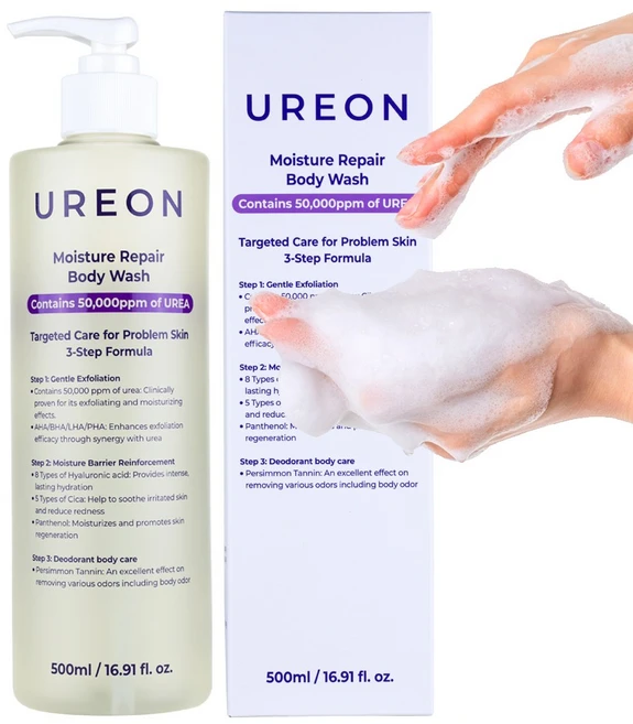 우레온 모이스처 리페어 바디워시 1회사용 피부 각질 88.6% 개선 체취 99.9% 개선 여드름 등드름, 1개, 500ml - 쿠팡