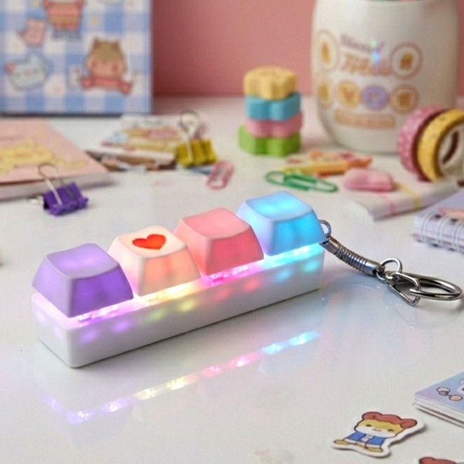 나는야문구 LED 키보드 키링 청축 키캡, 1개, 파스텔