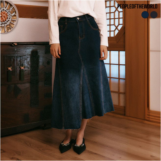 [피플오브더월드] (런칭가 69 000원) 딥다잉 스트레치데님 스커트