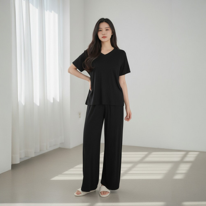 코코라벨라 여성 브이넥 모달 쿨링 상하의 세트 S~XL