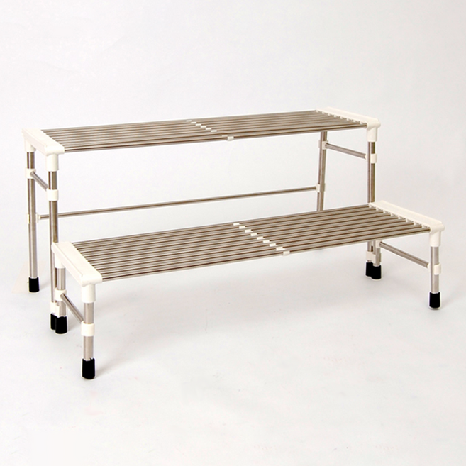 2단 계단식 화분 정리대 국산 스텐 화분 선반, 실버