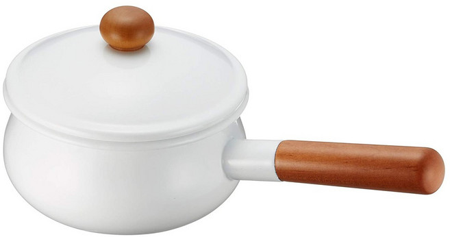 野田琺瑯 POCHKA 單柄附蓋琺瑯牛奶鍋 15cm, 1個