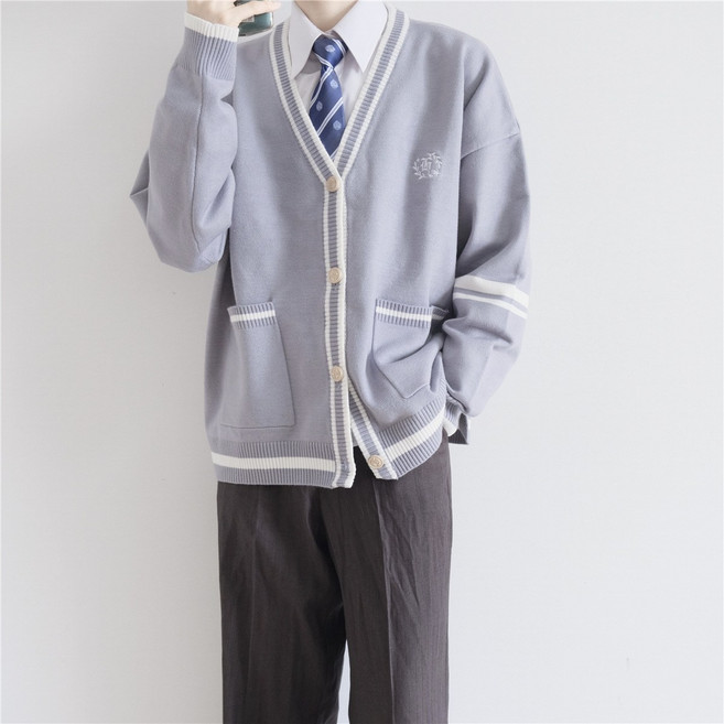 북야 학원 긴팔 가디건 스웨터 JK/DK 유니폼 커플 코트 니트 스웨터 학원 스타일