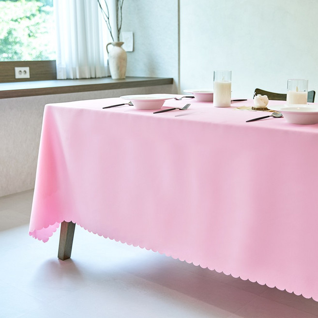 캐프마켓 구김방지 호텔 테이블보 식탁보, 1개, 8인(260 x 180 cm), 핑크