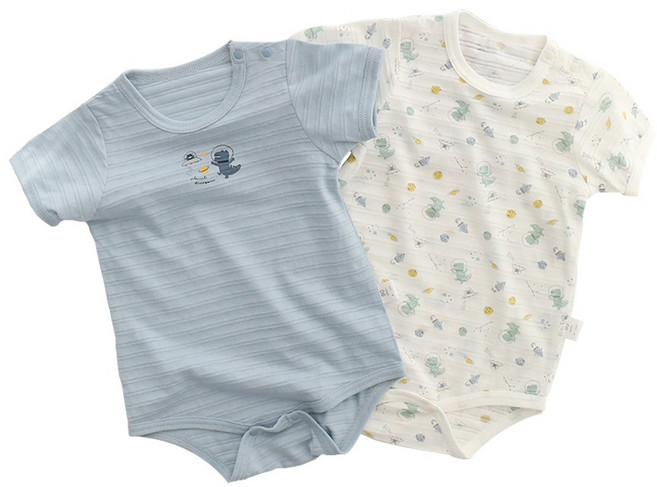 JoyBaby 日系純棉短袖包屁衣 寶寶連身衣 春夏肩扣 柔軟舒適 透氣吸汗