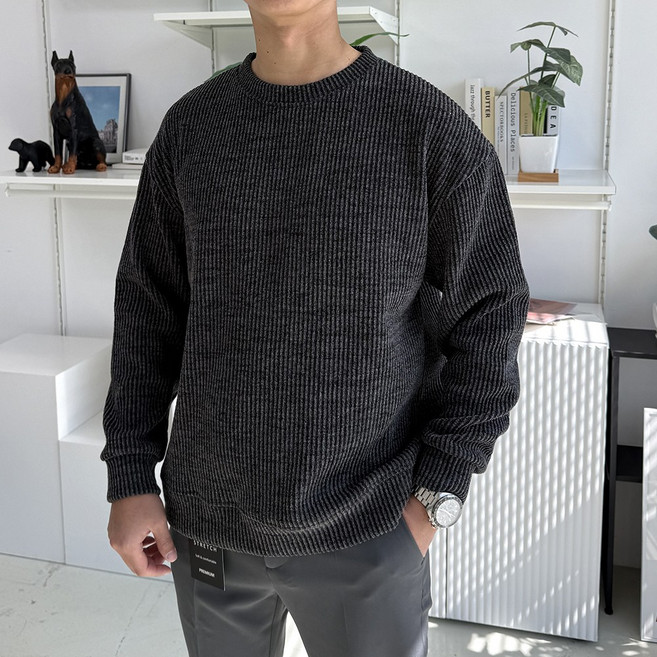 드몽 남성 부드러운 봄 가을 골지 니트