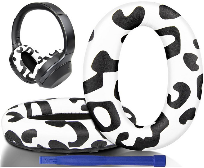 SOULWIT 교체용 이어패드-호환 모델 Sony 소니 WH-1000XM2 MDR-1000X 헤드폰 - 고밀도 폼 소음 차단 1쌍, Protein Leather, Snow Leopard, 1개