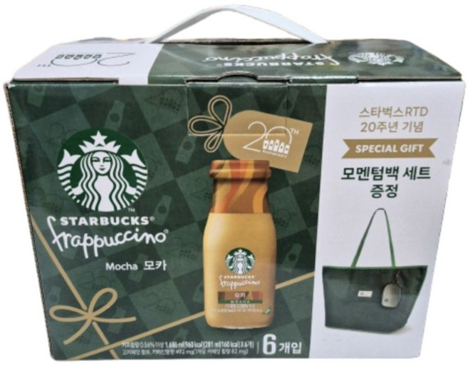 스타벅스 프라푸치노 모카 281ml x 6개입 + 스타벅스 모멤텀 백 세트 증정, 6개