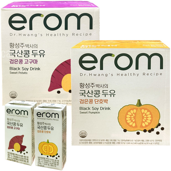 이롬 황성주 박사의 국산콩 두유 고칼슘 단호박 1박스 + 고구마 1박스, 2박스, 190ml