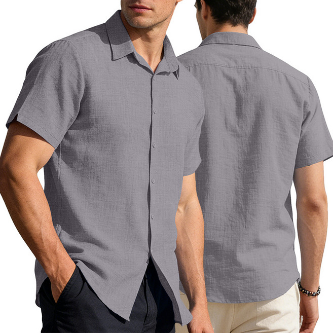 【商務休閒】男士短袖襯衫 夏威夷襯衫 開衫襯衫 翻領襯衫 商務襯衫 純色簡約 透氣速幹 免燙抗皺 通勤度假兩穿