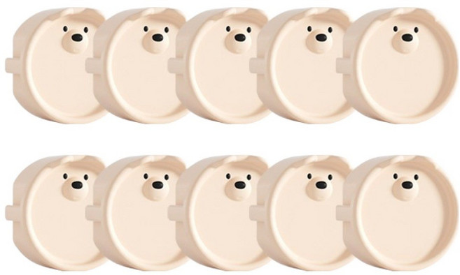 아이끌레 감전방지 실리콘 콘센트커버, 크림, 10개