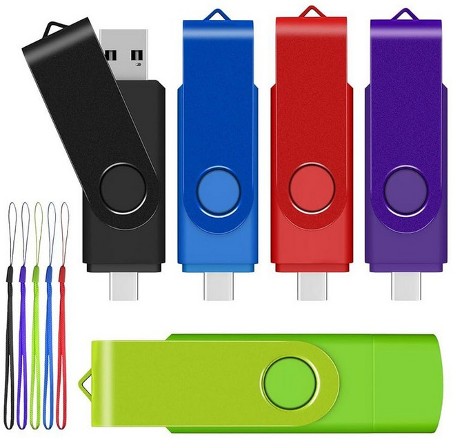 AreTop 16GB USB C 썸 드라이브 듀얼 2.0 플래시 회전 디자인 2-in-1 휴대용 타입-C 메모리 스틱 안드로이드 스마트폰 컴퓨터 맥북 태블릿 PC용 1, 8GB, 다채로운 색상