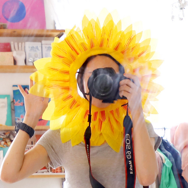 23 할로윈 모자 코스프레, 47_해바라기 가면 모자 45cm (여성/ 아동용), 1개