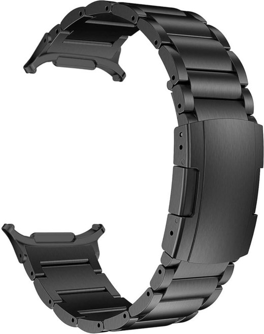 MaKTech 티타늄 밴드 갭 커넥터가 없는 메탈 팔찌 스트랩 삼성 갤럭시 워치 8 40/44mm 및 클래식 46mm [2025]용 (실버) 274396, Watch Ultra, 블랙
