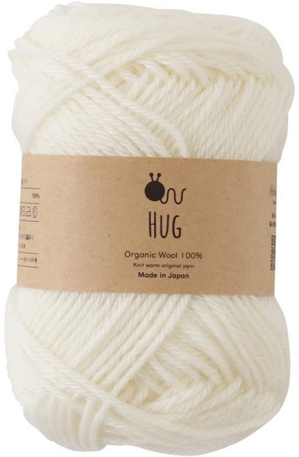 Knitworm Hug羊毛線 日本製 合太 30g 92m 柔軟舒適透氣 白色, 1個