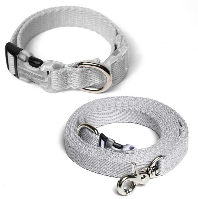 아띠지기 반려동물 목줄 + 핸즈프리 리드줄 세트, 그레이, 1세트