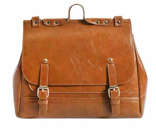 자전거 안장 가방 레트로 통근용 왁스 가죽 빈티지, 5L, 브라운 오일 왁스 가죽