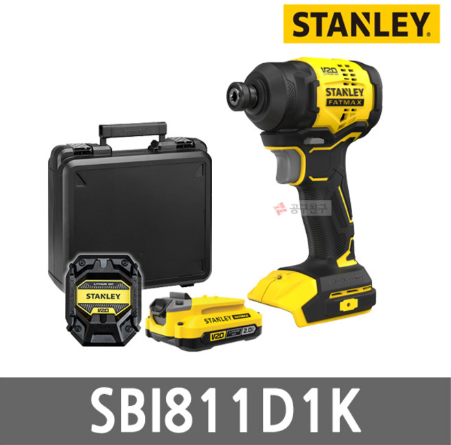 스탠리 SBI811D1K 임팩 드라이버 20V 2A 1B 세트