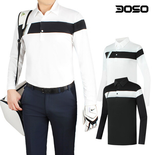 빅사이즈 골프웨어 남성 봄 가을 카라넥 긴팔 골프티셔츠