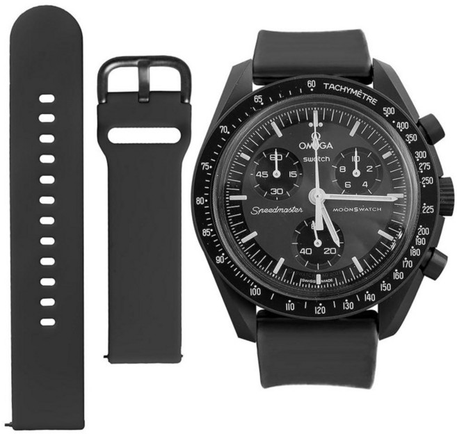 오메가 X Swatch 스와치 문Swatch 시계 스트랩 스피드마스터 20MM 퀵 릴리즈 고무 교체용 밴드 브라운 그린. 클래식_180180, 블랙_180180