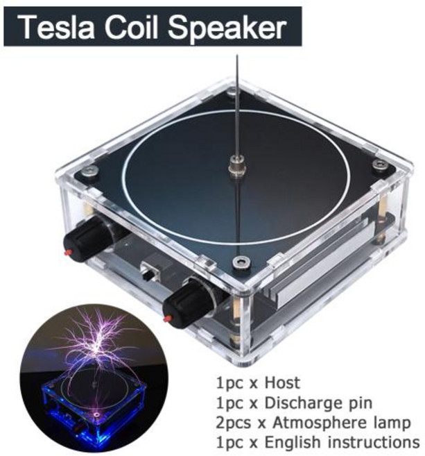 뮤지컬 테슬라 코일 음악 호환 블루투스 스피커 무선 터치 가능 전기 발생기 인공 조명, 음악 테슬라 코일, 1개, 1)Music tesla 호환 Coil