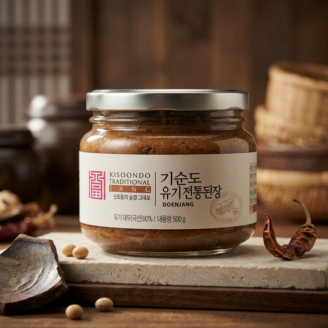 기순도전통장 유기전통된장 메주 발효식품 항아리숙성 명인 국내산100, 1개, 500g