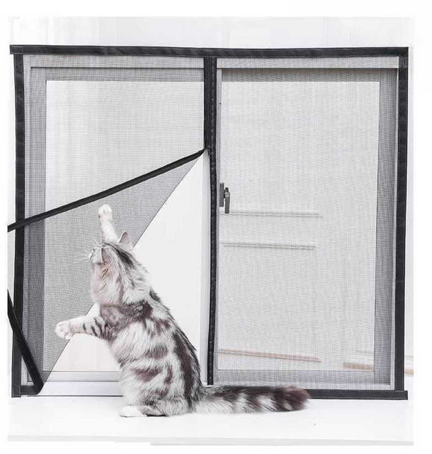 방묘창 고양이 방충망 창문 뛰어내림 낙상 방지 튼튼한 안전 칸막이 가림막 밀봉 도어 펜스, 1개, 15. 70x140cm
